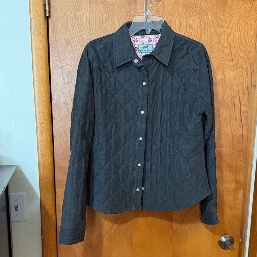 Horny Toad Brown Quilted corduroy Button Down Shirt jacket size large toad & co